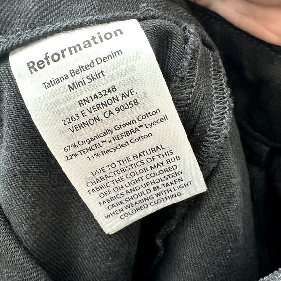 New Reformation Tatiana Belted Denim Mini Skirt - Picture 4 of 6